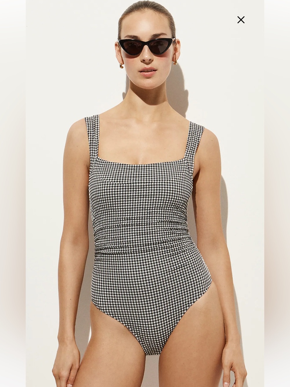NWT J CREW Nia ruched squareneck one-piece in gingham $138 CS526
